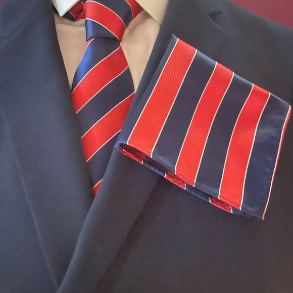Red & Blue Striped Necktie Set - Picture 3 of 7